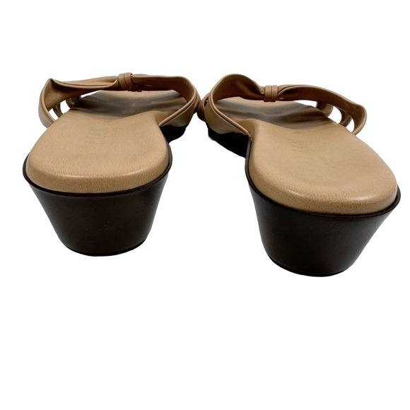Italian Shoemakers Leather Sandals Made in Italy Tan Gold Tone Size 8M - Picture 9 of 10